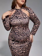 Plus Water Ripple Cut Out Midi Dress