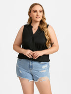 Plus Black V-Neck Notched Hem Tank Top
