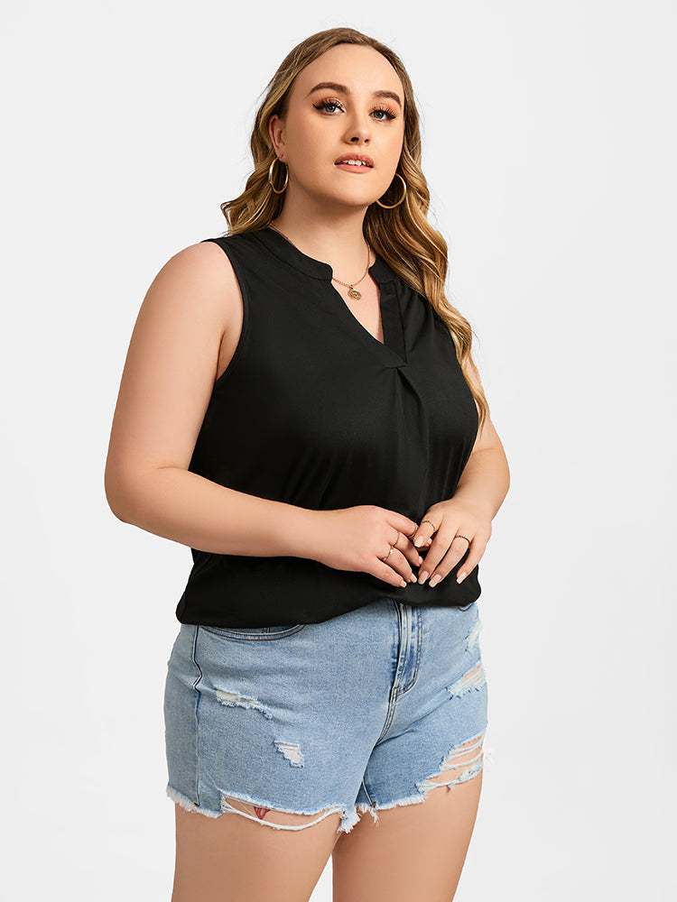 Plus Black V-Neck Notched Hem Tank Top