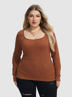 Scoop Neck Cable Knit Tee