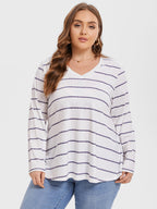 Striped Print V-Neck Tee