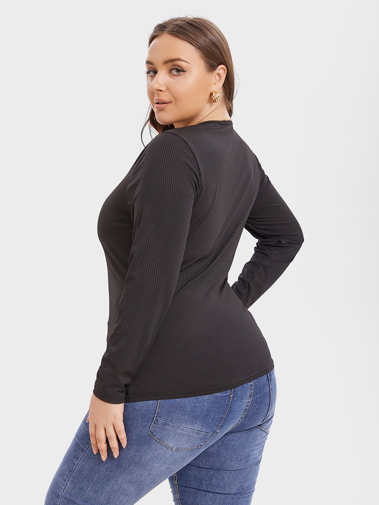 VIP Solid Square Neck Ribbed Knit Tee