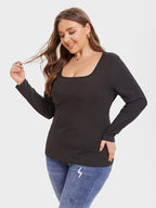 VIP Solid Square Neck Ribbed Knit Tee