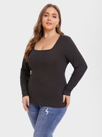 VIP Solid Square Neck Ribbed Knit Tee