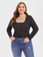 VIP Solid Square Neck Ribbed Knit Tee