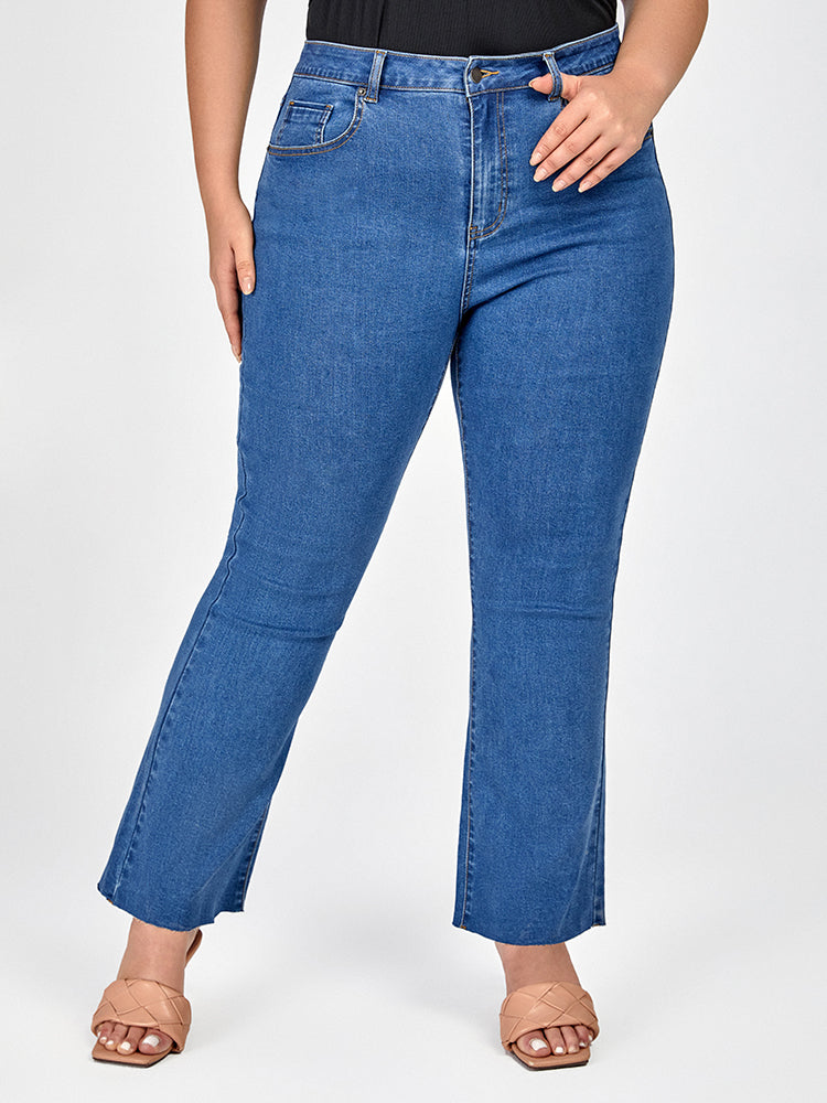 Plus Blue Zipper Fly Flare Leg Jeans