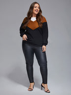 Plus Colorblock Contrast Waffle Sweater