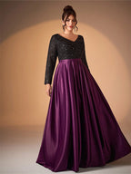 V-Neck Sequin Patchwork Split Dress