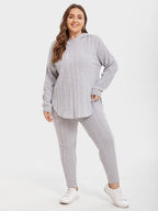 VIP Ribbed Knit Drop Shoulder Hoodie & Pants Set