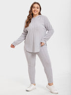 VIP Ribbed Knit Drop Shoulder Hoodie & Pants Set