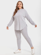 VIP Ribbed Knit Drop Shoulder Hoodie & Pants Set