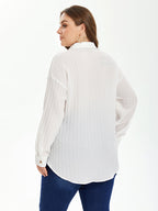 VIP Solid Drop Shoulder Pocket Button Front Blouse