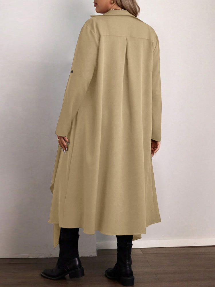 Plaid Asymmetrical Pocket Coat