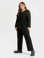 VIP Halloween Spider Web Print Belted Jumpsuit