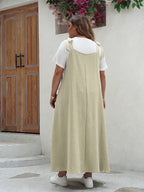 VIP Solid Ruffled Shirred Pocket Sundress