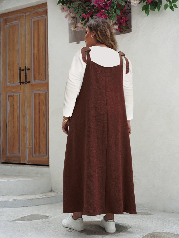 VIP Solid Ruffled Shirred Pocket Sundress