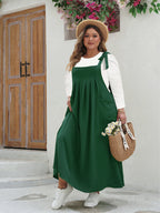 VIP Solid Ruffled Shirred Pocket Sundress