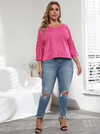 Plus Cut Out Sleeve V Neck Tee