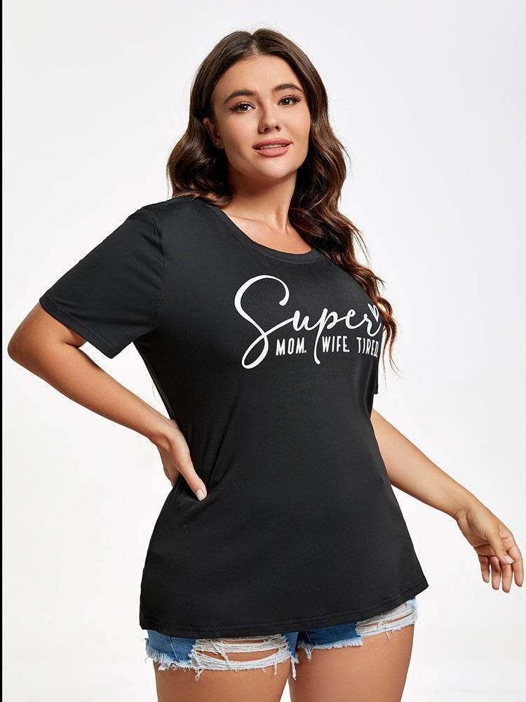 Plus Super Mom WIfe Tired Graphic Tee