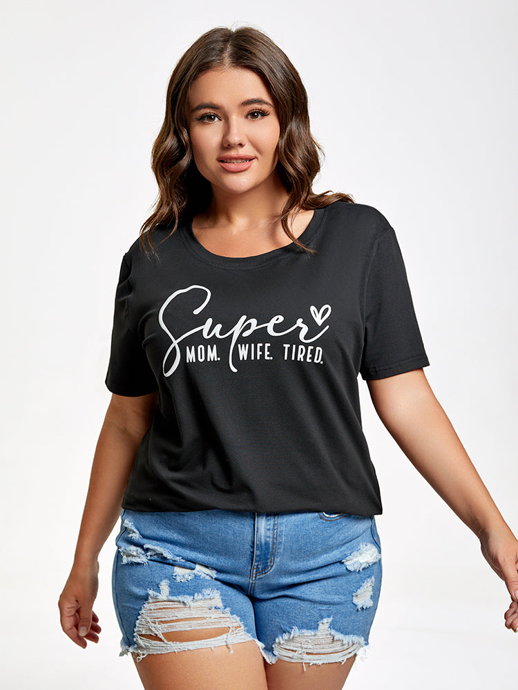 Plus Super Mom WIfe Tired Graphic Tee