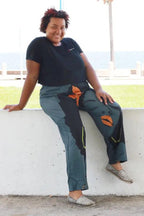 Xpluswear Plus Size African Print Comfort Pants-Grey