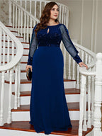 Round Neck Sequin Mesh Dress