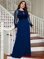 Round Neck Sequin Mesh Dress