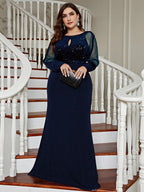 Round Neck Sequin Mesh Dress