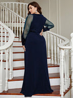 Round Neck Sequin Mesh Dress