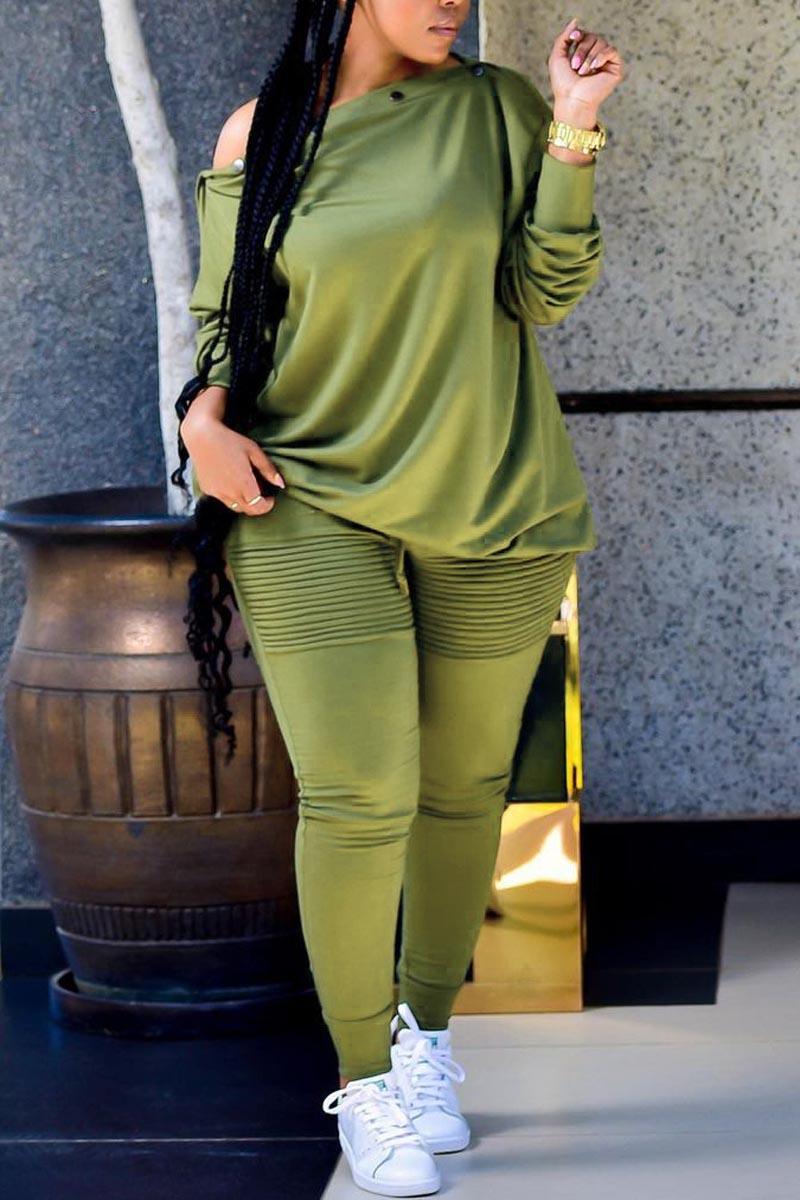 Xpluswear Plus Size Casual Burgundy Long Sleeves Oblique Collar Two Pieces Set