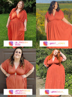 VIP V-Neck Batwing Sleeve Pocket Ruched Waist Maxi Dress