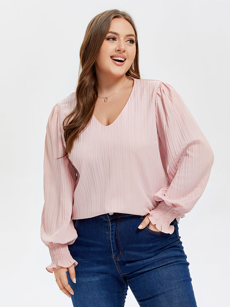 V-Neck Puff Sleeve Blouse