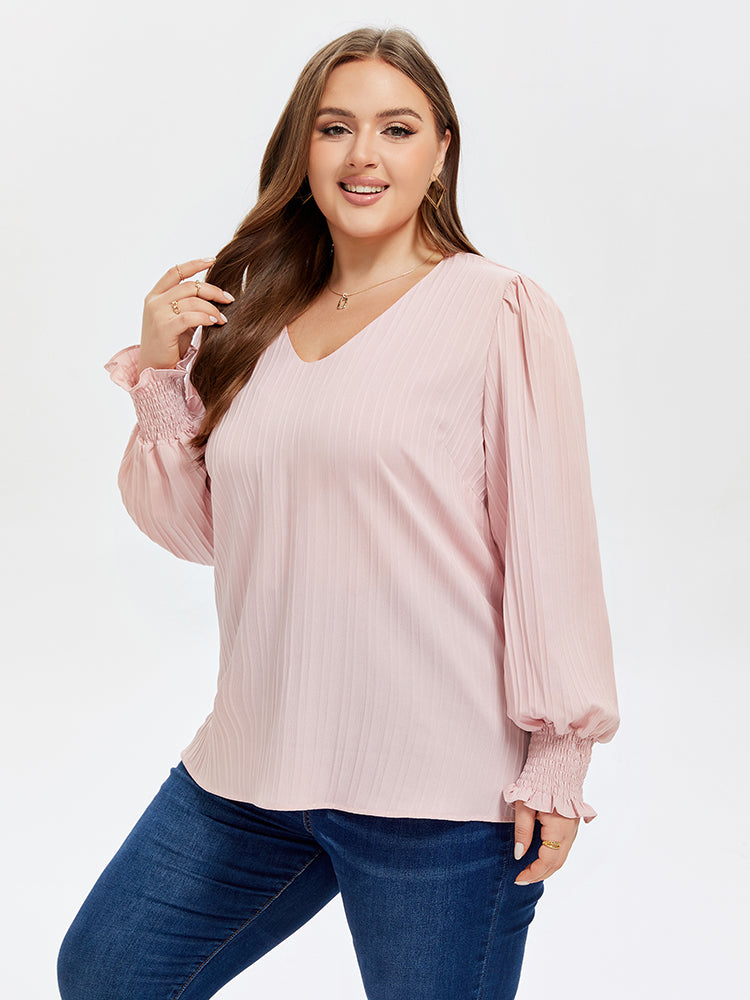 V-Neck Puff Sleeve Blouse