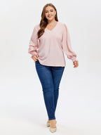 V-Neck Puff Sleeve Blouse