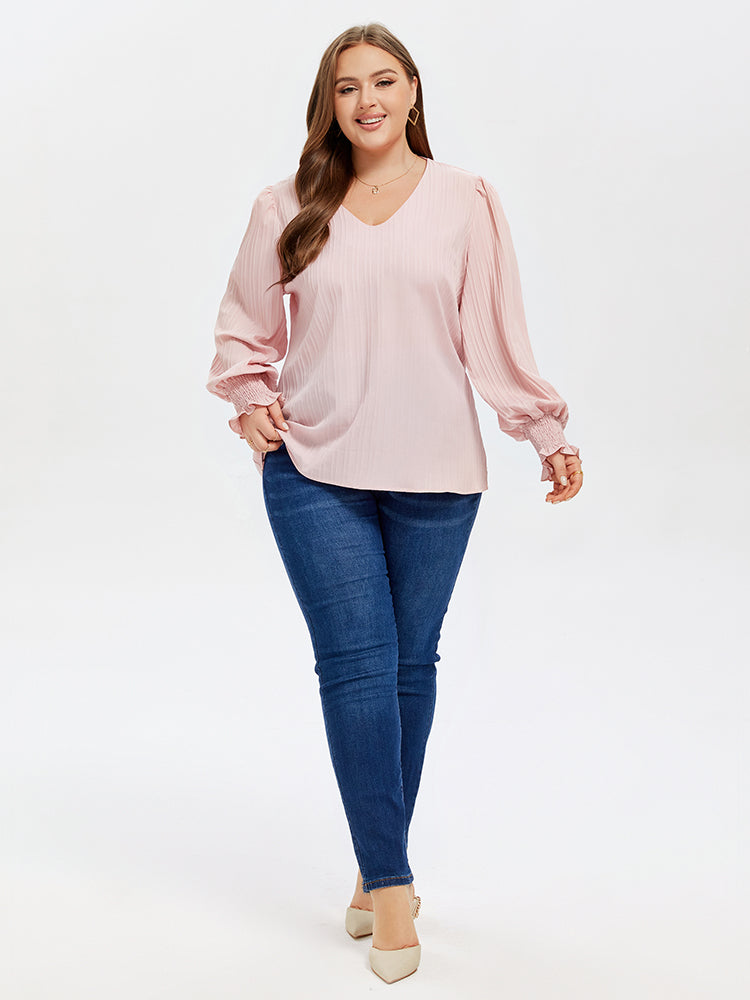 V-Neck Puff Sleeve Blouse