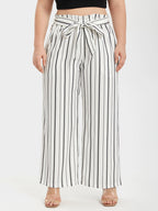 Stripe Wide Leg Belted Pants