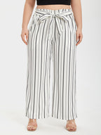 Stripe Wide Leg Belted Pants
