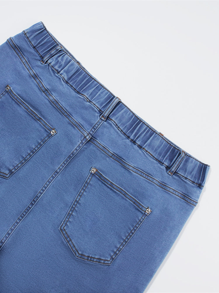 VIP Plus Blue Slit Front Denim Skirt