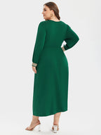VIP Eyelet Lace V-Neck Ruched Maxi Dress