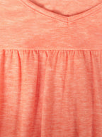 Plus Orange V-Neck Ruffle Sleeve Frill Trim Tee