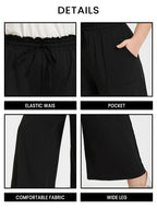 VIP Plus Plain Paperbag Waist Kont Front Pocket Wide Leg Pants