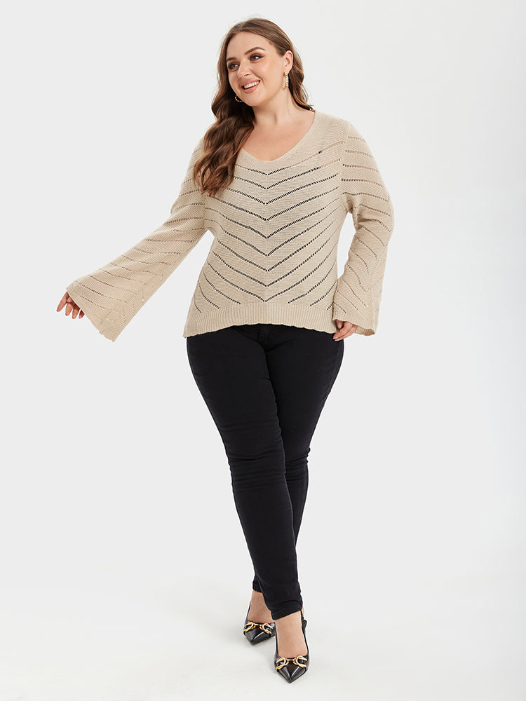VIP Pointelle Knit V-Neck Sweater