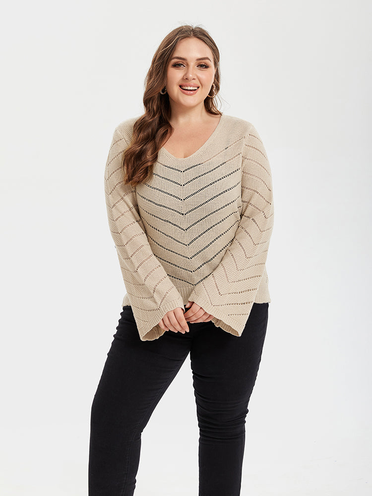 VIP Pointelle Knit V-Neck Sweater