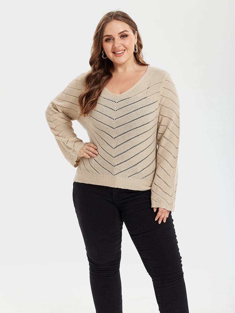 VIP Pointelle Knit V-Neck Sweater