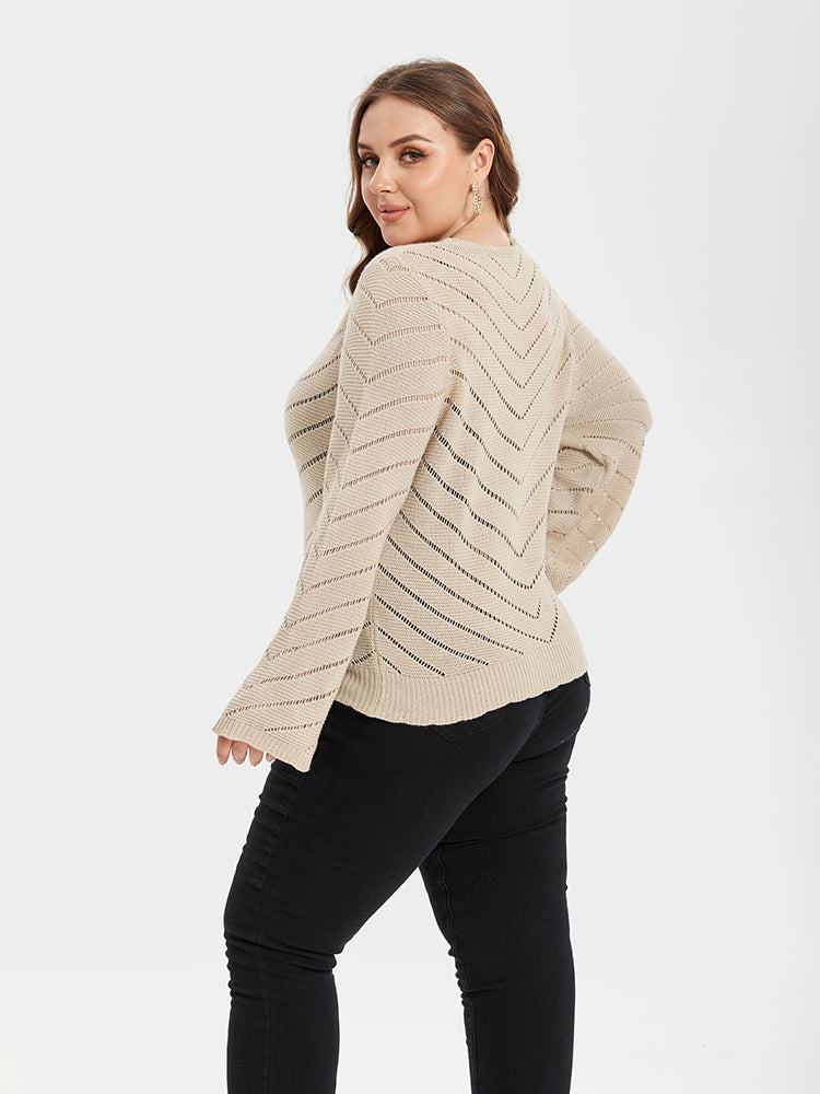 VIP Pointelle Knit V-Neck Sweater