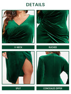 VIP Ruched Side Wrap Velvet Midi Dress
