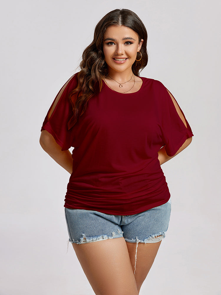 VIP Plus Plain Ruched Cut Out Tee
