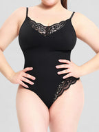 Lace Tummy Control Crotch Opening Shapewear Bodysuit