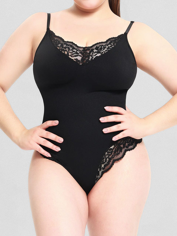 Lace Tummy Control Crotch Opening Shapewear Bodysuit