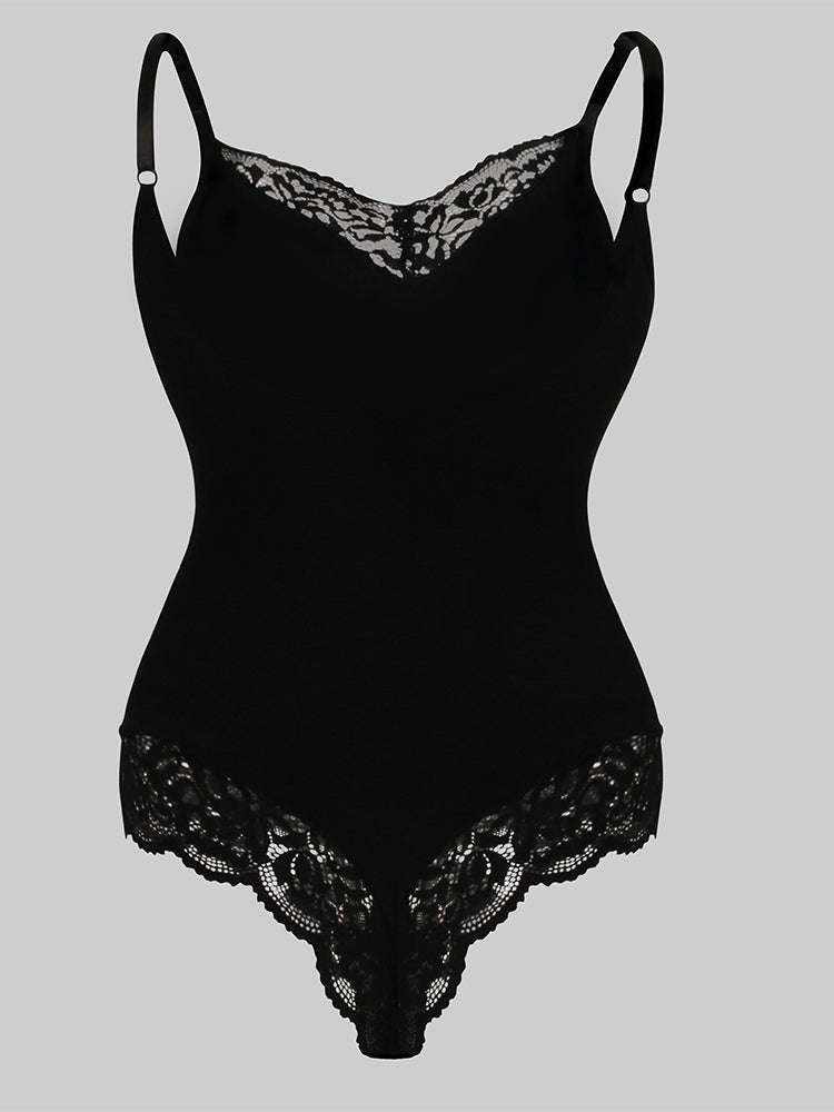 Lace Tummy Control Crotch Opening Shapewear Bodysuit
